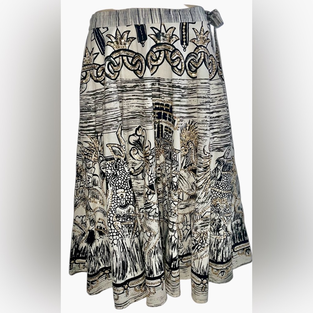 Sweet by Miss Me Artistic Black and Cream A-Line Skirt